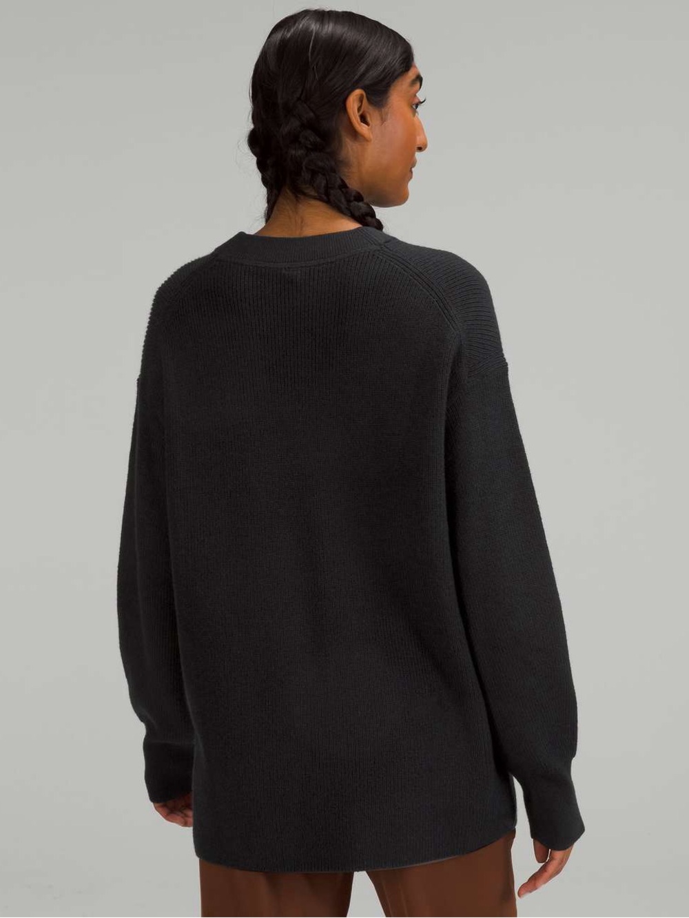 Lululemon Merino Wool Blend Ribbed Crewneck Sweater Black size 12 - Picture 5 of 13